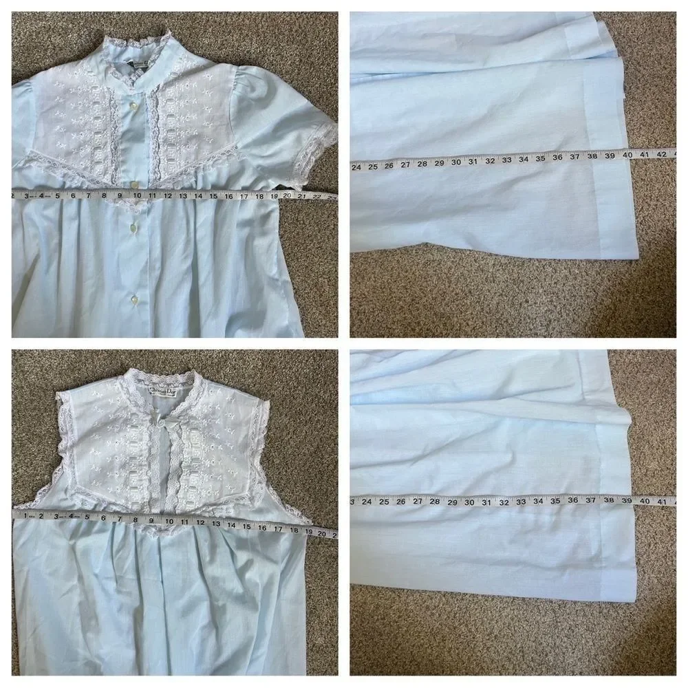 Vintage Christian Dior Blue Embroidered Lingerie Set 1960s/70s Size Medium PJs